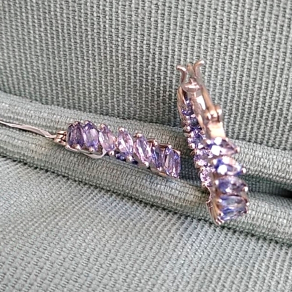 💜🌺 TANZANITE INSIDE OUT HOOP EARRING'S 🌺💜 - Picture 2 of 5